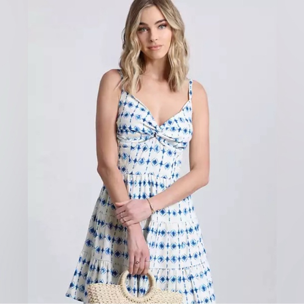 Avec Les Filles Blue and White Mini Dress